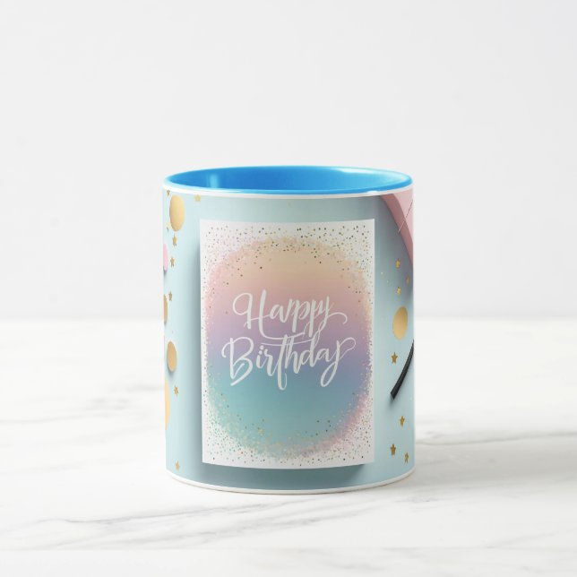 Taza Feliz cumpleaños, estilo de Moda Minimalista (Centro)