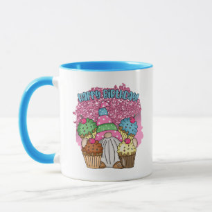 Taza Feliz cumpleaños gnome unisex añadir monograma