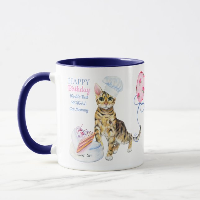 Taza Feliz cumpleaños, mamá gata de Bengala - regalo pe (Izquierda)