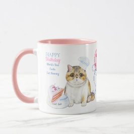 Taza Feliz cumpleaños, mamá gata exótica - personalizad