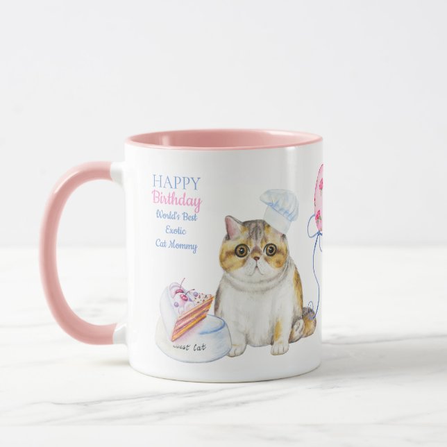 Taza Feliz cumpleaños, mamá gata exótica - personalizad (Izquierda)