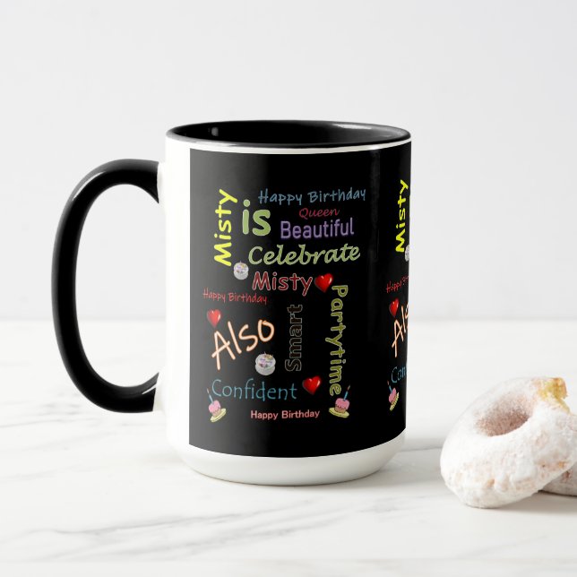 Taza Feliz Cumpleaños Misty (Con donut)