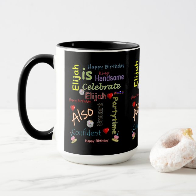 Taza Feliz cumpleaños Mug Elijah (Con donut)