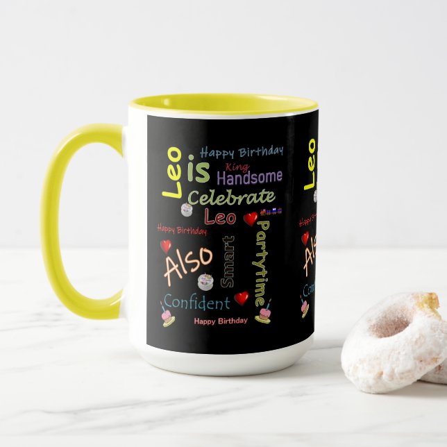 Taza Feliz cumpleaños Mug Leo (Con donut)