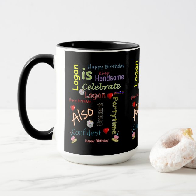 Taza Feliz cumpleaños Mug Logan (Con donut)