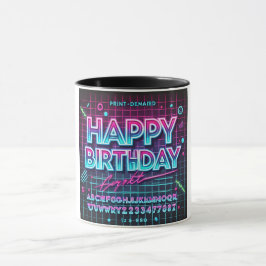 Taza Feliz cumpleaños Neon Glow Vibes