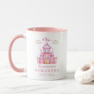 Taza Feliz cumpleaños pequeño castillo de princesa
