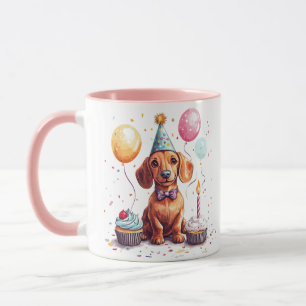 Taza Feliz Cumpleaños Perro Dachshund