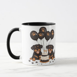 Taza Feliz Cumpleaños Perros Rottweiler