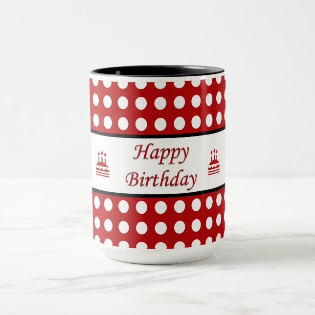 Taza Feliz cumpleaños Polka Dot (Centro)