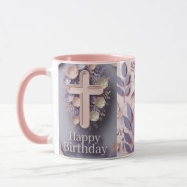 Taza Feliz cumpleaños Purple & Pink Cross Mug ai design