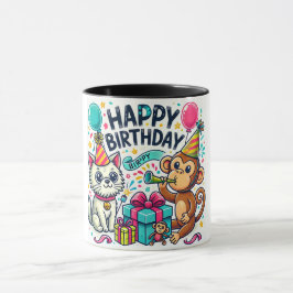 Taza Feliz cumpleaños Quirky Animal Fiesta