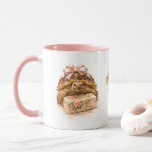 Taza Feliz Cumpleaños regalo de tortuga Sulcata acuarel