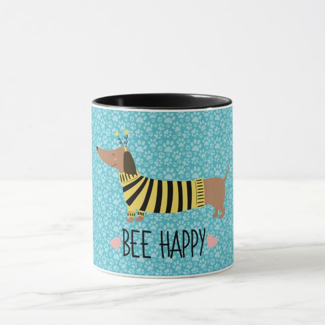 Taza Feliz Dachshund Bumblebee Mug (Centro)