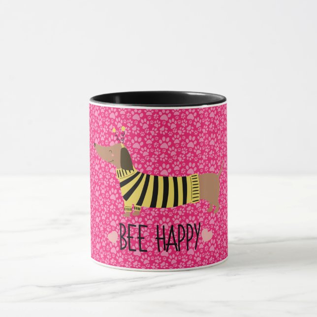 Taza Feliz Dachshund Bumblebee Mug (Centro)
