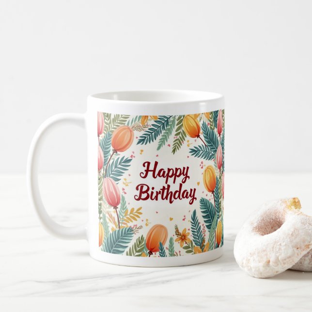 taza feliz de cumpleaños (Con donut)