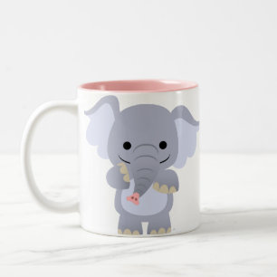 Taza feliz del elefante del dibujo animado
