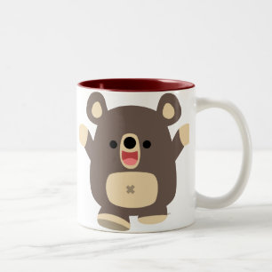 Taza feliz del oso negro del dibujo animado