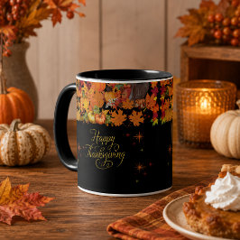 Taza Feliz Día de Acción de Gracias Cosecha de Otoño