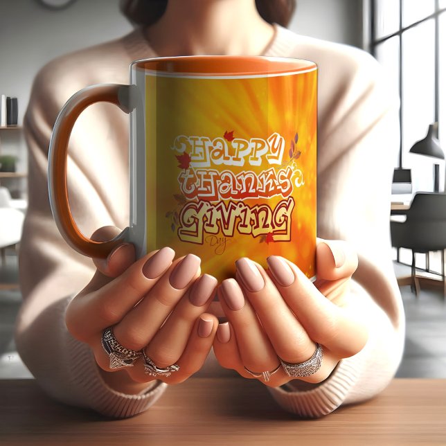 Taza Feliz Día de Acción de Gracias naranja MUG (Subido por el creador)