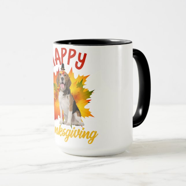 Taza Feliz Día de Acción de Gracias Turquía Beagle Dog  (Anverso derecho)