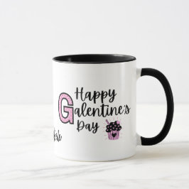Taza Feliz Día de Galentines Pink and Black Mug