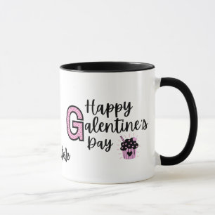 Taza Feliz Día de Galentines Pink and Black Mug