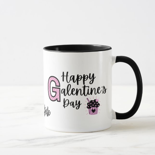 Taza Feliz Día de Galentines Pink and Black Mug (Derecha)