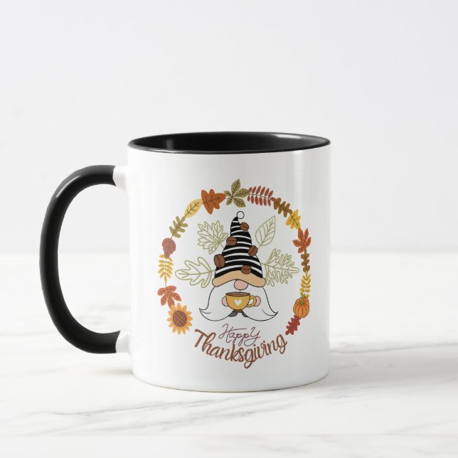 Taza Feliz Día de Gracias Calabaza Gnome Café Autum (Izquierda)