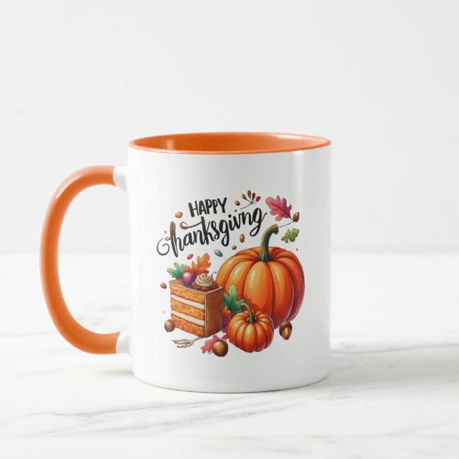 Taza Feliz Día de Gracias Wordart Pumpkin Mug (Izquierda)