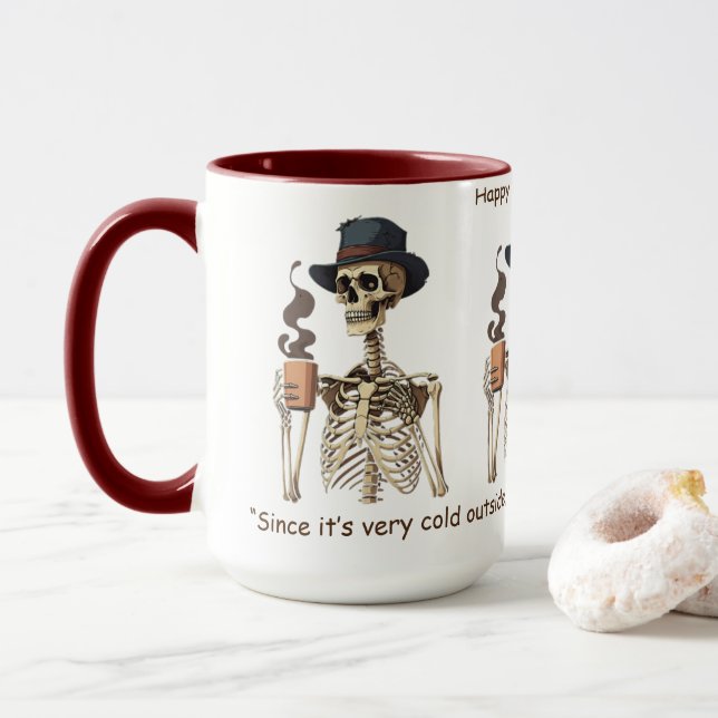 Taza Feliz Día de Halloween con café caliente. (Con donut)