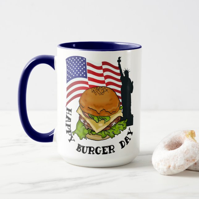 Taza Feliz día de la hamburguesa (Con donut)