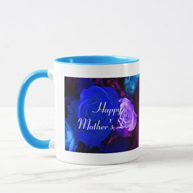 Taza Feliz Día de la Madre Azul Púrpura Rosa V (Izquierda)