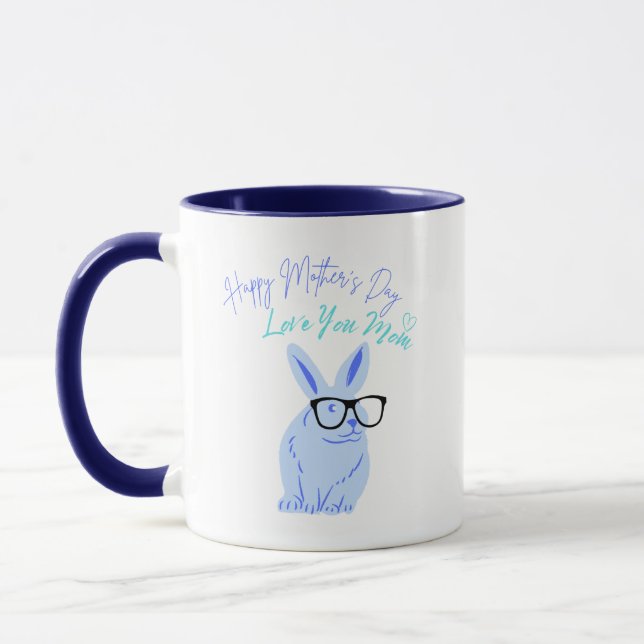Taza Feliz Día de la Madre Conejo Azul (Izquierda)
