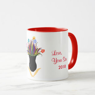 Taza Feliz Día de la Madre Flores de peluca personaliza