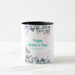 Taza Feliz Día de la Madre Marco Floral de Lavanda