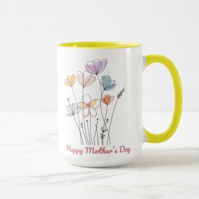 Taza Feliz Día de la Madre Mug - Un hermoso regalo flor (Derecha)