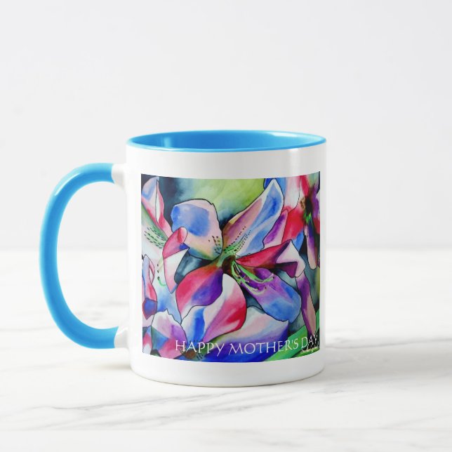 Taza Feliz Día de la Madre Primavera Azalea flor mug (Izquierda)