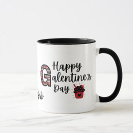 Taza Feliz Día de las Galentinas Mug Rojo y Negro