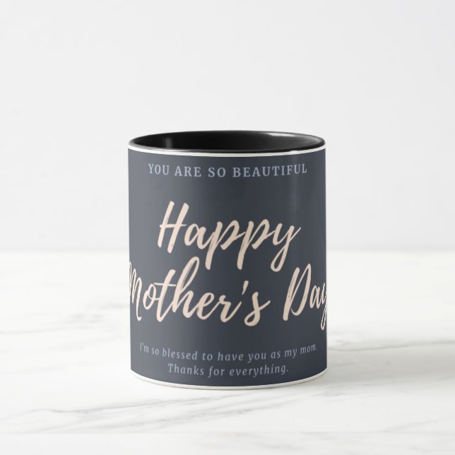 Taza Feliz día de las madres imprimiendo mugre negra (Centro)