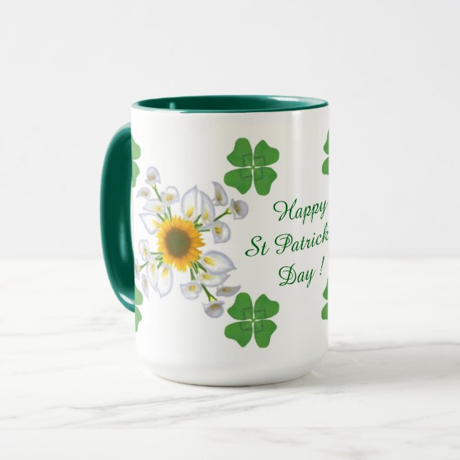 Taza ¡Feliz Día de San Patricio! Clover con Calla (Anverso izquierdo)