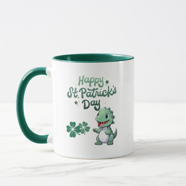 Taza Feliz Día de San Patricio _ Dinosaurio lindo (Izquierda)