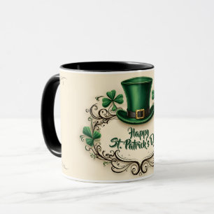 Taza Feliz día de San Patricio Diseño de trébol
