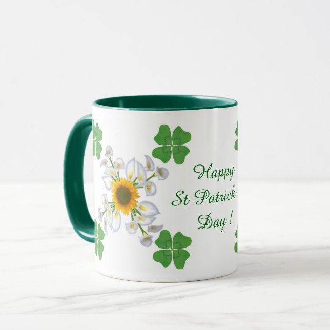 Taza Feliz día de San Patricio ! Trébol con Calla (Anverso izquierdo)