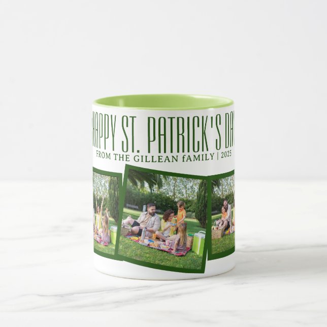 Taza Feliz Día de San Patrick Familia Shamrock 3 foto (Centro)