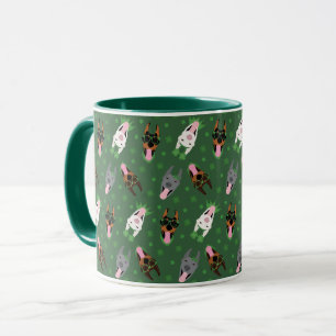 Taza Feliz Día de San Patrón Perros Dobermann