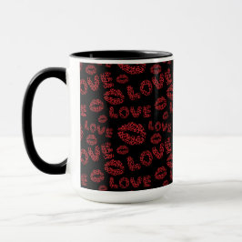 Taza Feliz día de San Valentín Amor Elegante Rojo y Neg