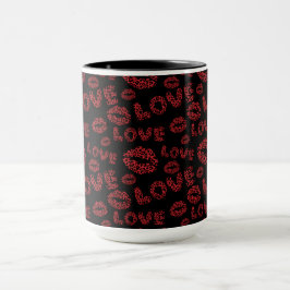 Taza Feliz día de San Valentín Amor Elegante Rojo y Neg