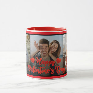 Taza Feliz Día de San Valentín Corazón negro y rojo