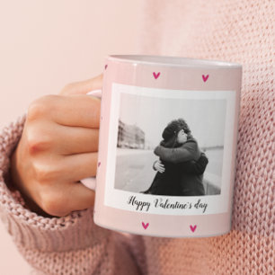 Taza Feliz Día de San Valentín   Corazón rosa y rojo